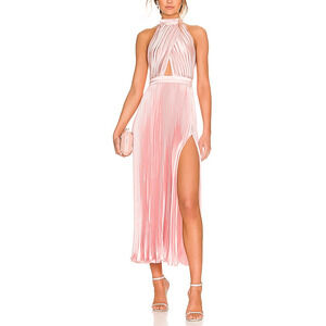 L'Idee 'Renaissance' Pink Satin Halterneck Midi Dress Size XS - NWT